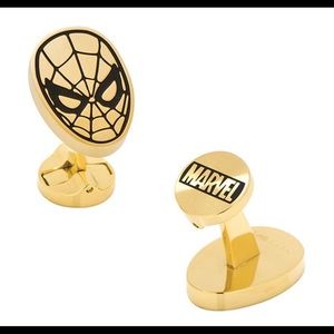 Spider-men stainless steel gold black cufflinks